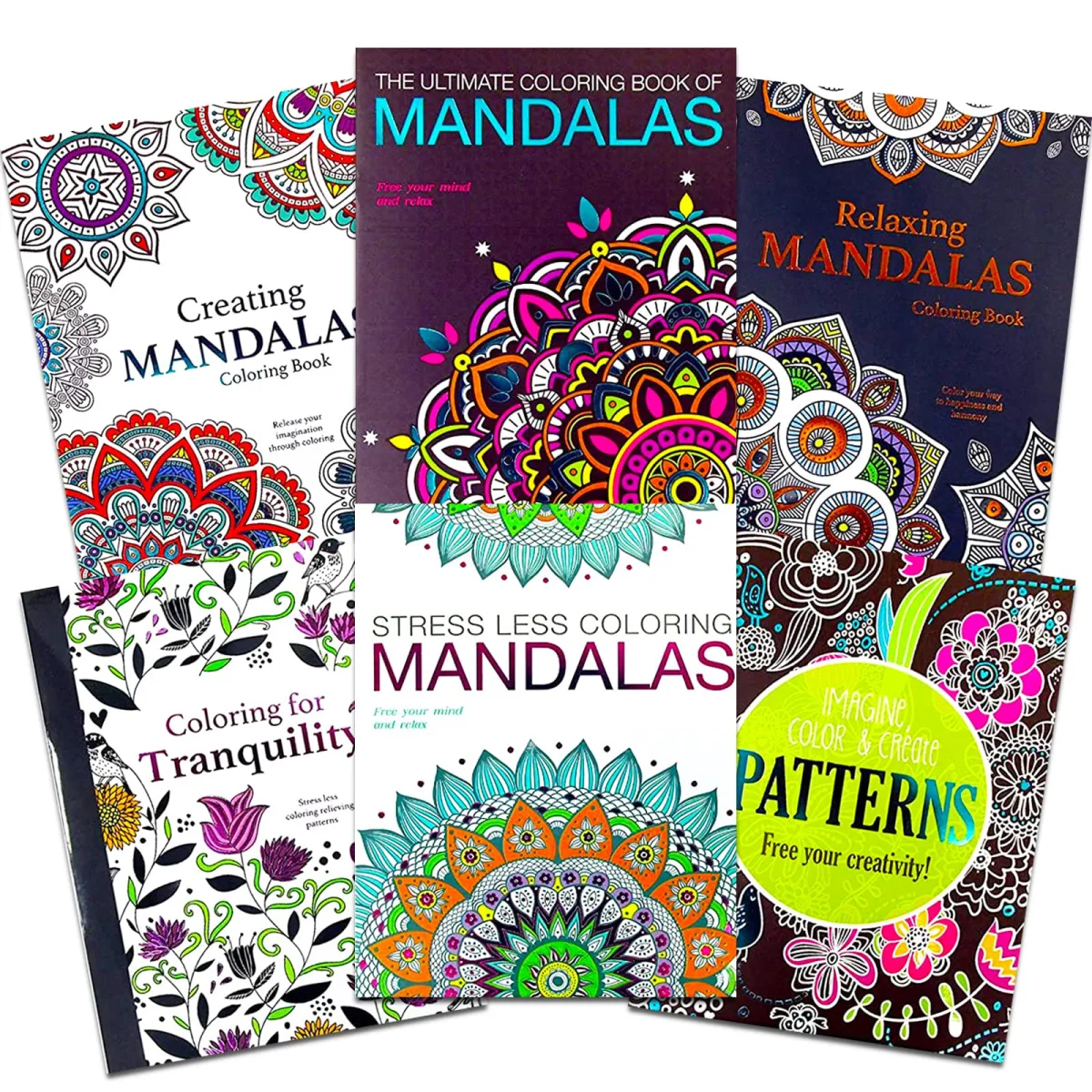 Adult Coloring Book Set: 6 Book Set - 4 Mandalas Books Plus Pattens and Tranquility - Quality Thick Easy Tear-Out Pages! (Standard) (Original Version) by Vision ST