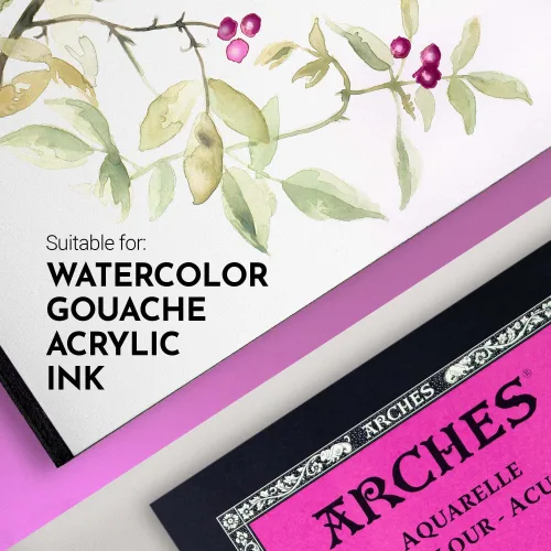 View image 3 of 7 for Arches Aquarelle Watercolor Pad, Hot Pressed, 140lb/300gsm, 12 Sheet, 9x12 inch, Arches Watercolor Paper 100% Cotton