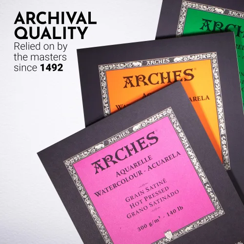 View image 5 of 7 for Arches Aquarelle Watercolor Pad, Hot Pressed, 140lb/300gsm, 12 Sheet, 9x12 inch, Arches Watercolor Paper 100% Cotton