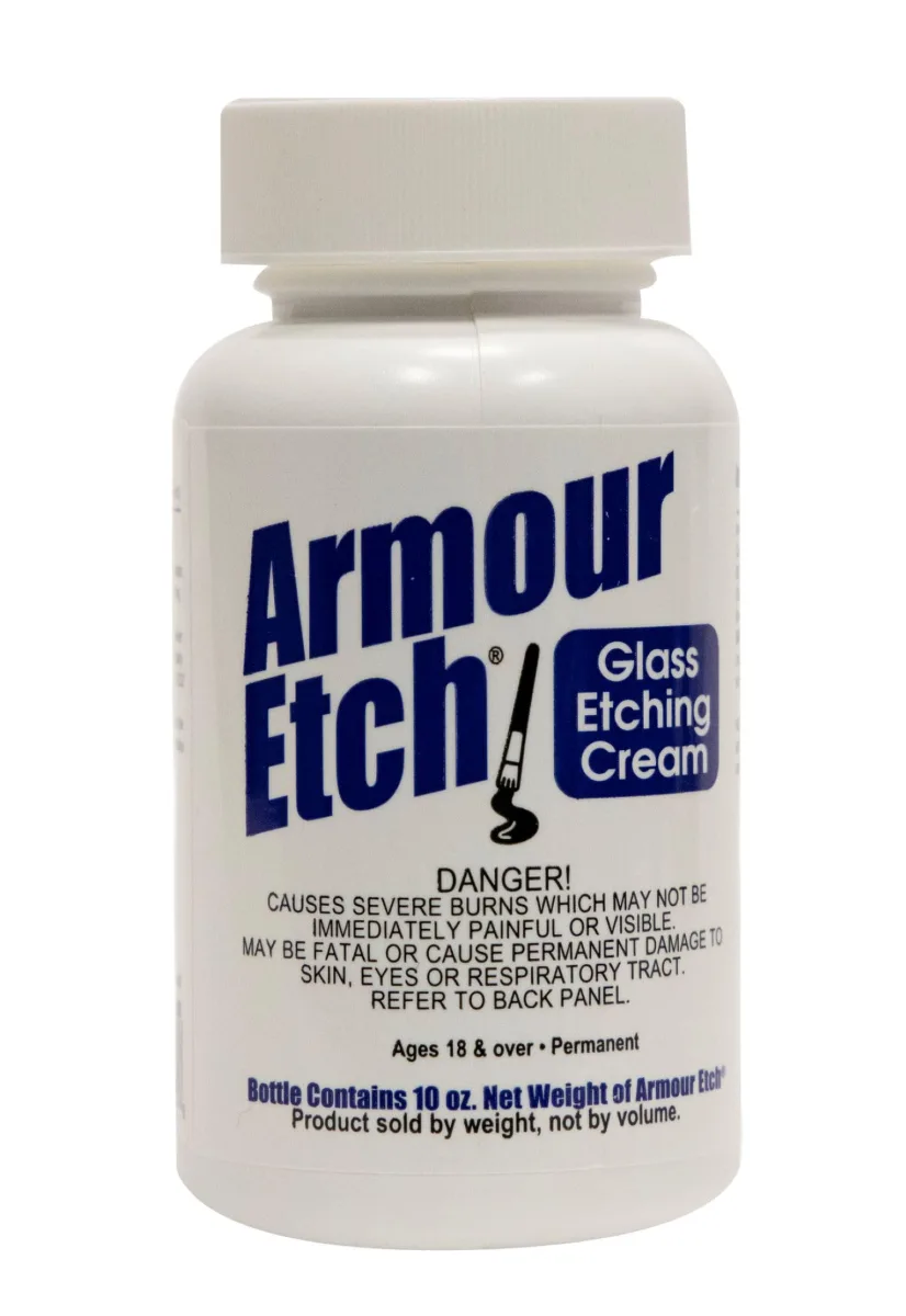 Armour Etch Glass Etching Cream 10 oz Net Weight - Permanent Frosted Effect