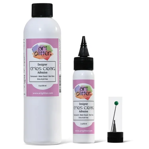 Art Institute Glitter Dries Clear Glue Kit, 8oz & 2oz with Metal Tip & Pin by Art Glitter