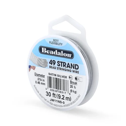 Beadalon 49 Strand Stainless Steel Beading Wire, Satin Silver-.018in/0.46mm