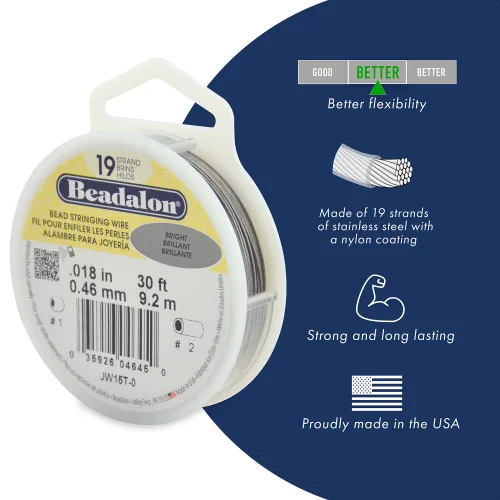 View image 2 of 5 for Beadalon Bead Stringing Wire - .012 in / .30 mm, Bright, 30ft / 9.2m