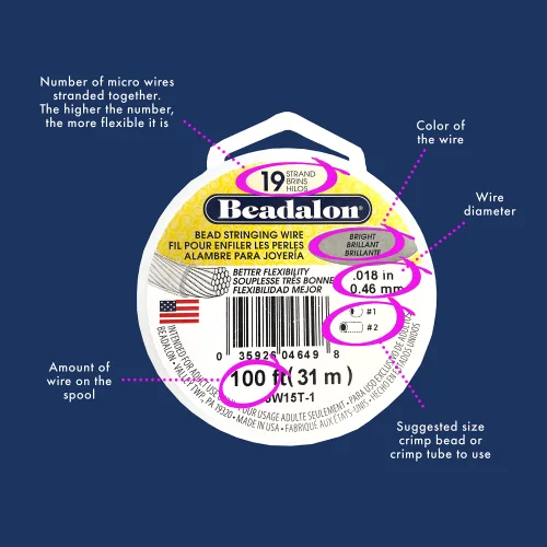 View image 4 of 5 for Beadalon Bead Stringing Wire - .012 in / .30 mm, Bright, 30ft / 9.2m