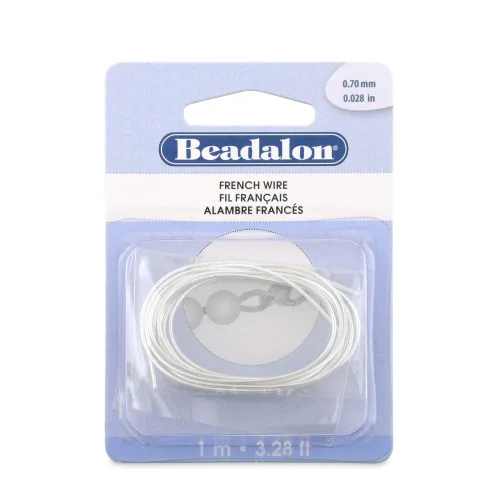 Beadalon French Beading Craft Wire - 0.70 mm / .028 in, 1 m, Silver Plated