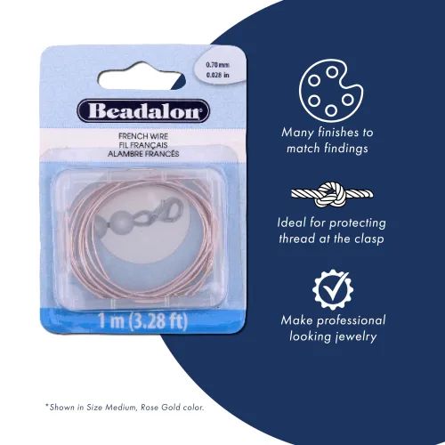 View image 2 of 6 for Beadalon French Beading Craft Wire - 0.70 mm / .028 in, 1 m, Silver Plated