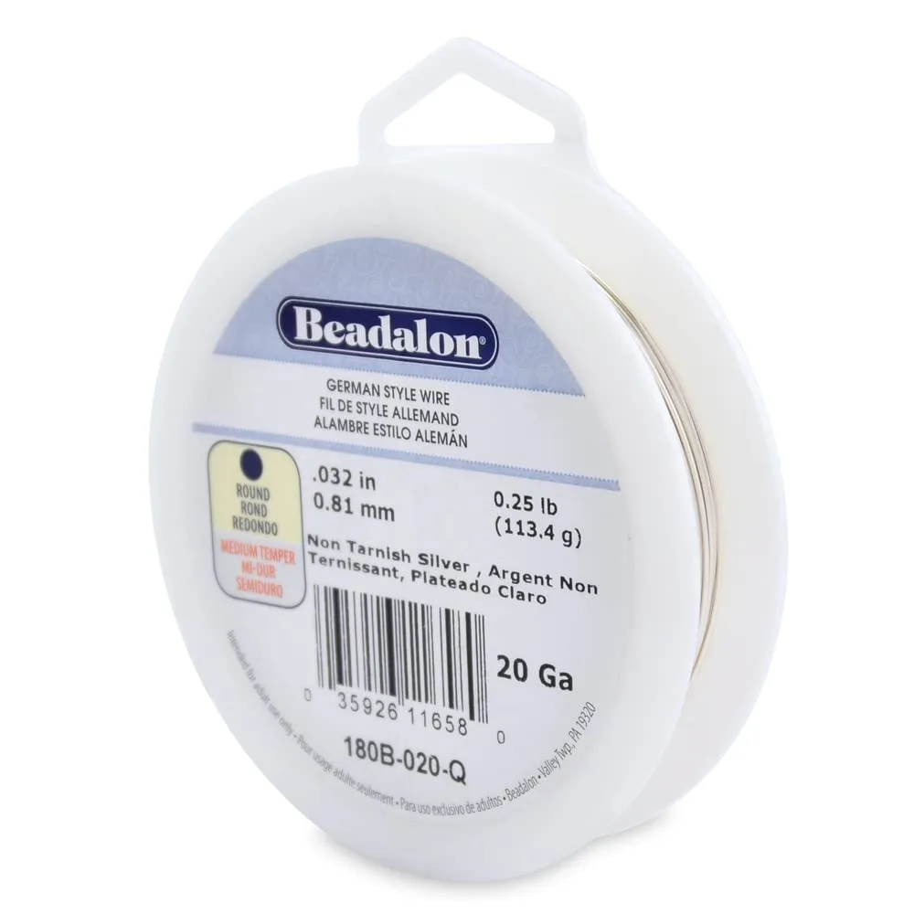 Beadalon German Style Wrapping Wire - 20 Gauge, 78 ft - Silver Plated