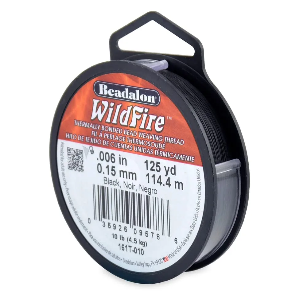 Beadalon Wildfire Beading Thread Jewelry Fishing Line, Black- 0.006"/ 125yd