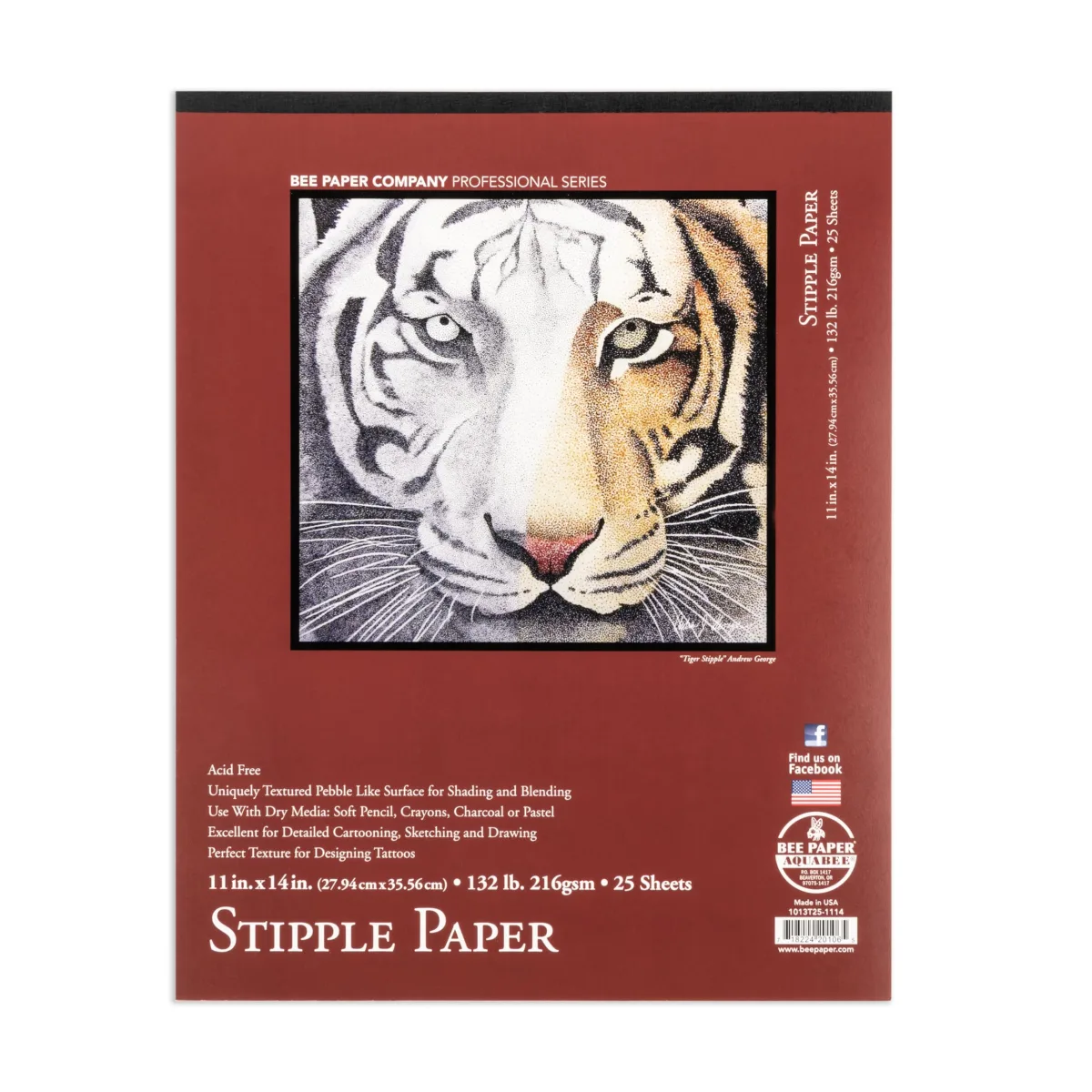 Bee Paper - 11"x 14" Stipple Texture Paper Pad, 25 Sheets by Bee Paper Company
