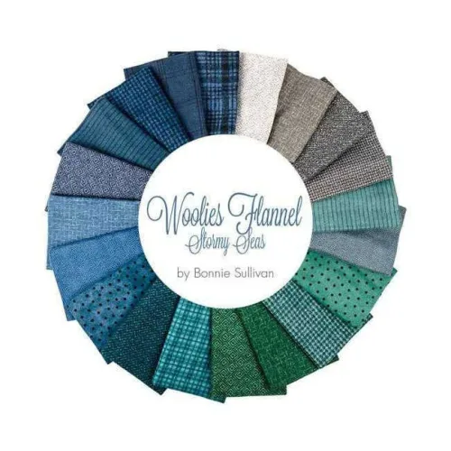 View image 2 of 4 for Bonnie Sullivan Woolies Flannel Stormy Seas 20 Fat Quarters Maywood Studio
