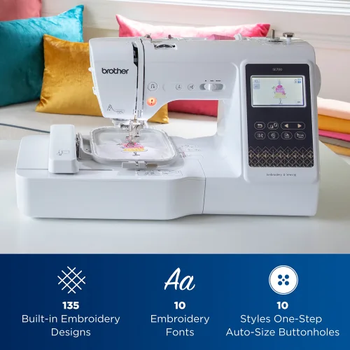 View image 4 of 8 for Brother SE700 Sewing and Embroidery Machine, Wireless LAN Connected, 135 Built-in Designs, 103 Built-in Stitches, Computerized, 4" x 4" Hoop Area, 3.7" Touchscreen Display, 8 Included Feet, White