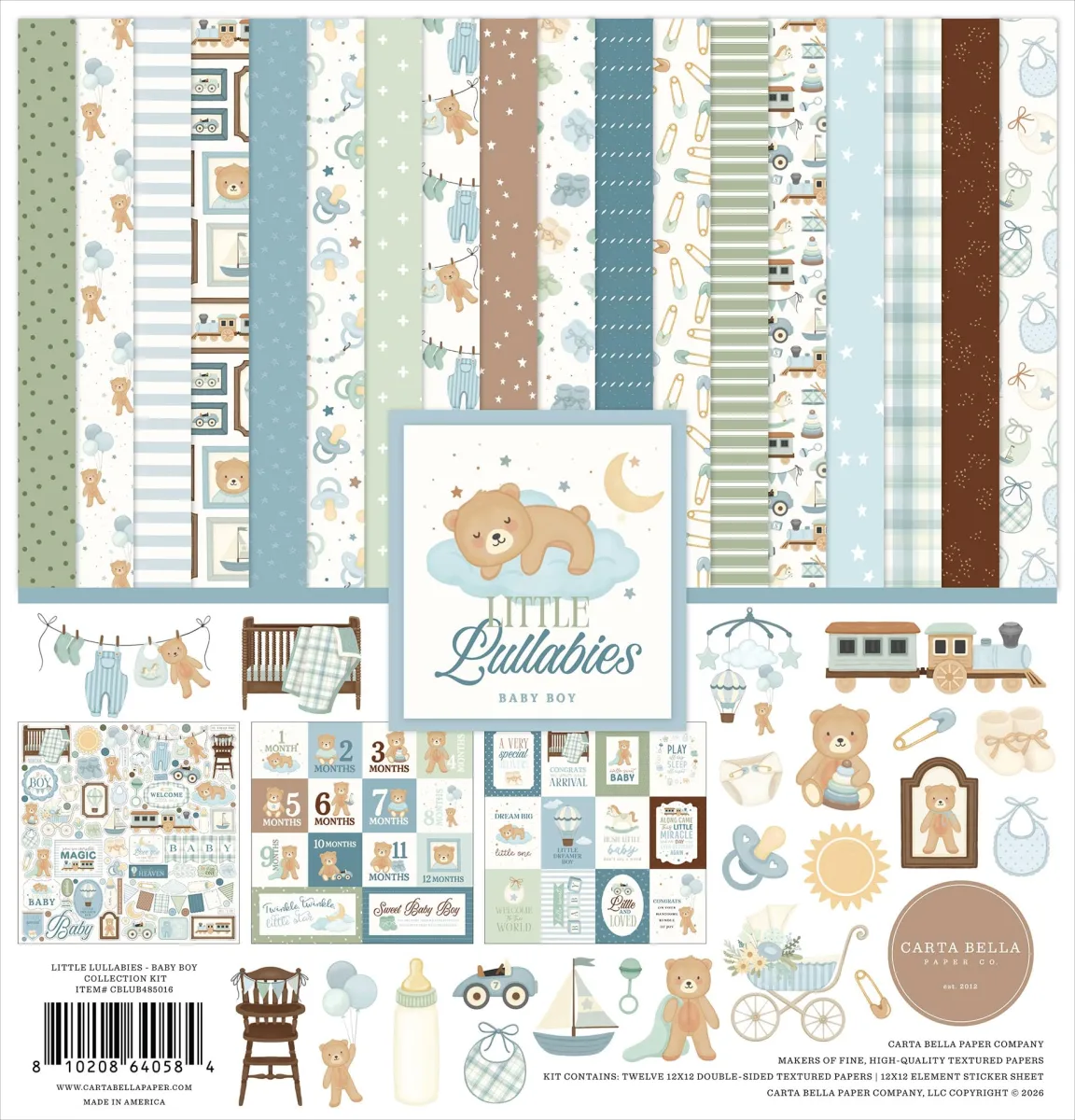 Carta Bella Little Lullabies Baby Boy Collection Kit Scrapbooking Kit
