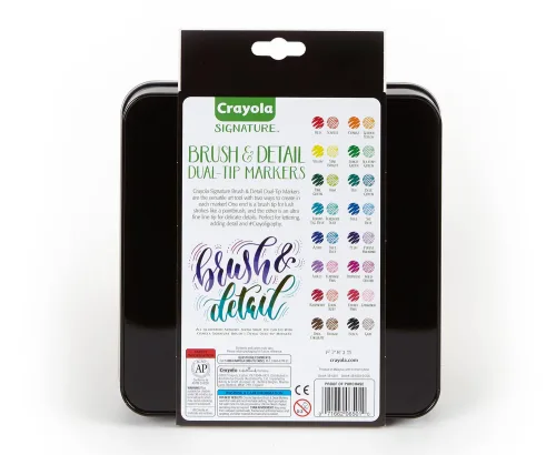 View image 4 of 8 for Crayola Brush & Detail Dual Tip Marker Set, 16 Markers, 32 Colors, Adult Coloring Markers, Gifts for Teens & Adults