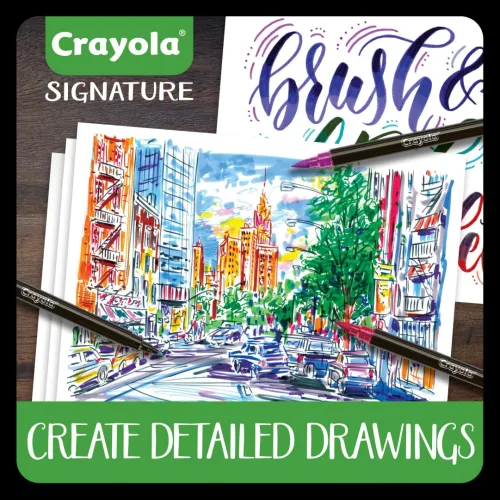 View image 6 of 8 for Crayola Brush & Detail Dual Tip Marker Set, 16 Markers, 32 Colors, Adult Coloring Markers, Gifts for Teens & Adults