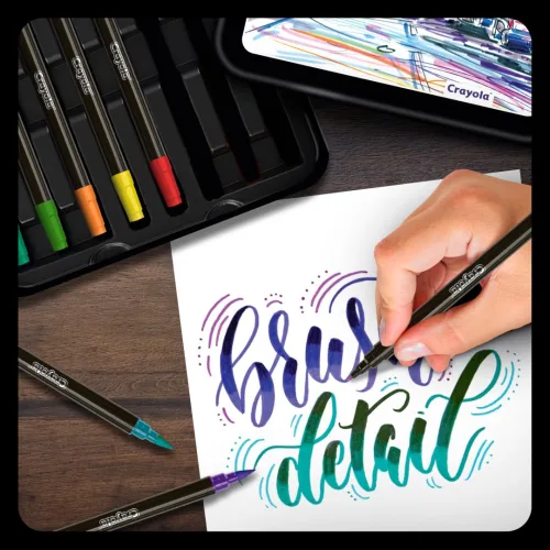 View image 7 of 8 for Crayola Brush & Detail Dual Tip Marker Set, 16 Markers, 32 Colors, Adult Coloring Markers, Gifts for Teens & Adults