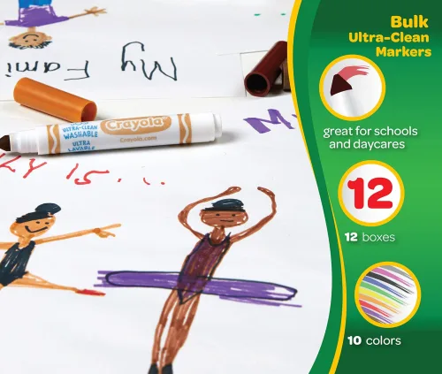 View image 2 of 6 for Crayola Ultra Clean Washable Broad Line Markers (12 Boxes), Bulk Classroom Markers for Kids, 10 Colors, Teacher Must Haves Wishlist, Bulk School Supplies