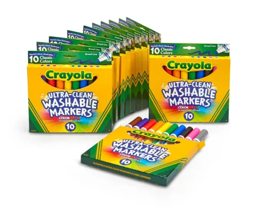 View image 4 of 6 for Crayola Ultra Clean Washable Broad Line Markers (12 Boxes), Bulk Classroom Markers for Kids, 10 Colors, Teacher Must Haves Wishlist, Bulk School Supplies
