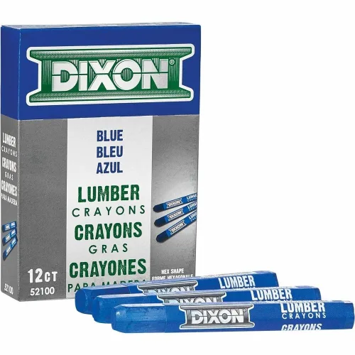 Dixon Industrial Lumber Crayons, Blue, 12 Count