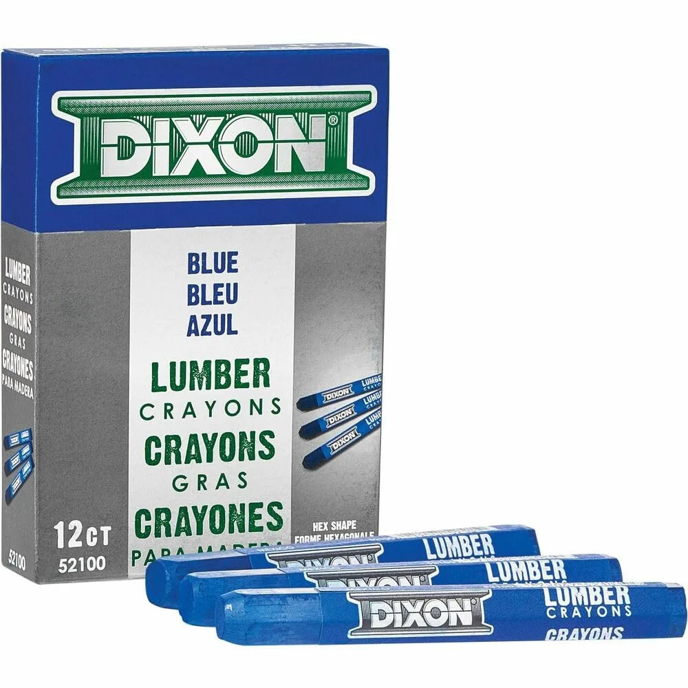 Dixon Industrial Lumber Crayons, Blue, 12 Count