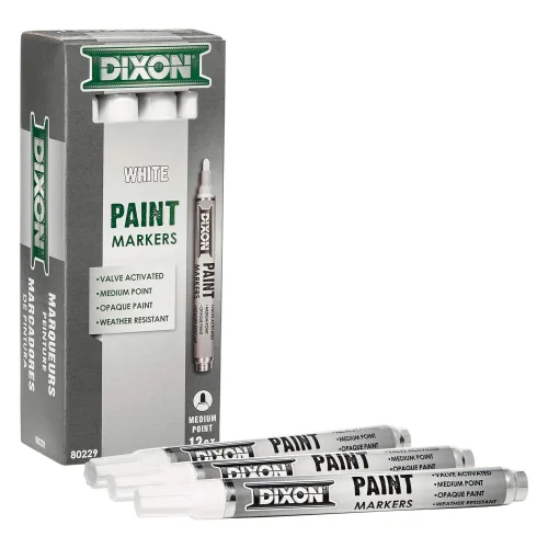 Dixon Paint Markers, Medium Tip, Box of 12, White (80229)