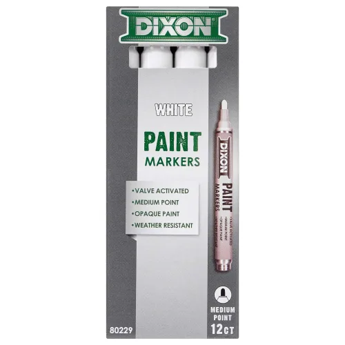 View image 3 of 5 for Dixon Paint Markers, Medium Tip, Box of 12, White (80229)