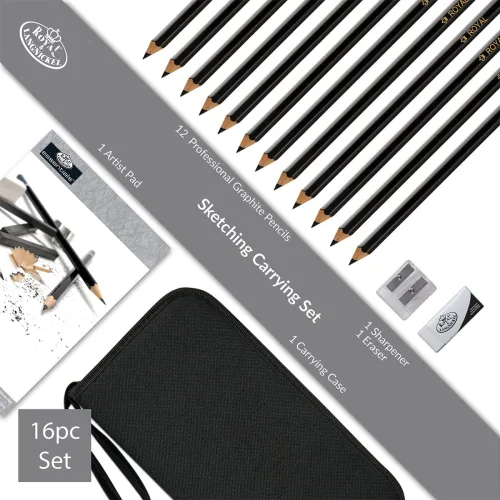 View image 3 of 3 for Drawing and Sketching Pencil Set In Zippered Carrying Case