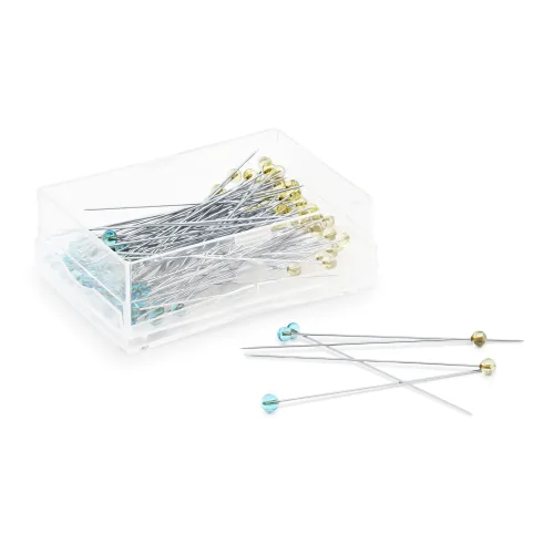 View image 3 of 4 for Dritz 3035 Crystal Glass Head Pins, 1-7/8-Inch (100-Count), Blue and Yellow
