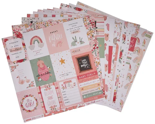 View image 2 of 2 for Echo Park Paper Company Welcome Baby Girl Collection Kit Paper, 12-x-12-Inch