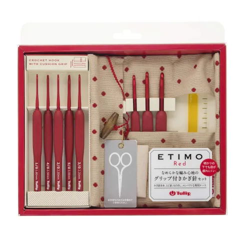 ETIMO Red Crochet Set Red Tulip TED001, 2.6 x 20.4 x 22 cm