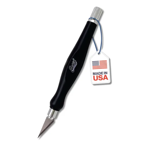 Excel Blades Fit Grip Craft Knife With #11 Ultra-Sharp Carbon Steel Angled Blade – Precision Craft Knife With Contoured Rubberized Grip For DIY, Art, Hobby, And Model Projects – Black, Made In The USA
