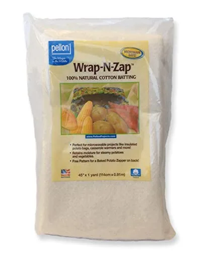 Fields Pellon® Wrap N Zap® Microwave Safe 100percent Natural Cotton Batting 45 x 1 Yard M544.10