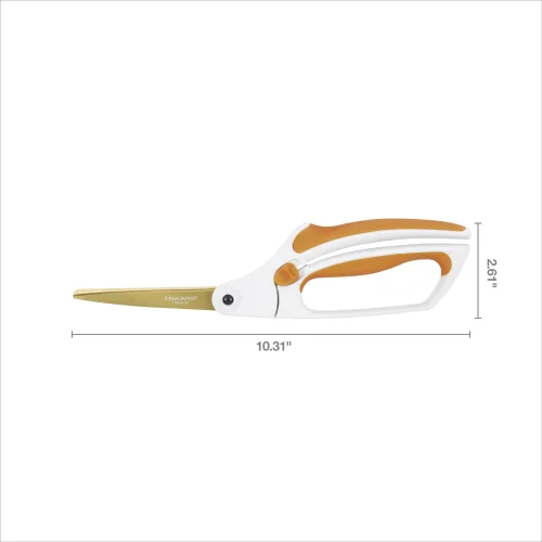 View image 6 of 6 for Fiskars Easy Action 8" Titanium Scissors - Stainless Steel Fabric and Mixed Media Scissors - Arts and Crafts - Orange/White