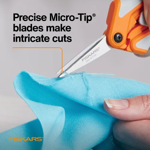 View image 7 of 8 for Fiskars RazorEdge Micro-Tip Easy Action Scissors - 6" - Stainless Steel Fabric Scissors - Arts and Crafts - Orange