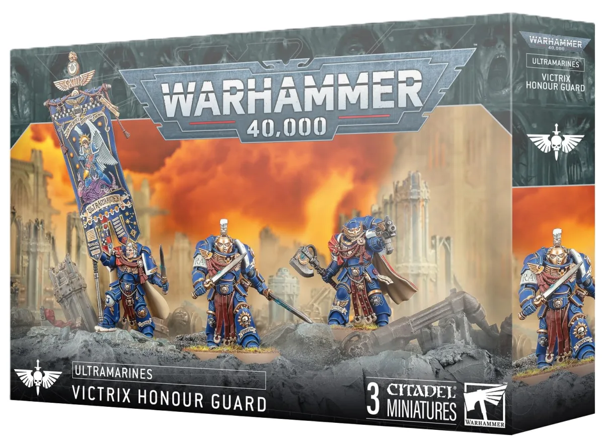 Games Workshop Warhammer 40,000: Victrix Honour Guard Ultramarines Elite Bodyguard Squad | 3 Multipart Plastic Miniatures | Space Marines 40K Collectible Figures