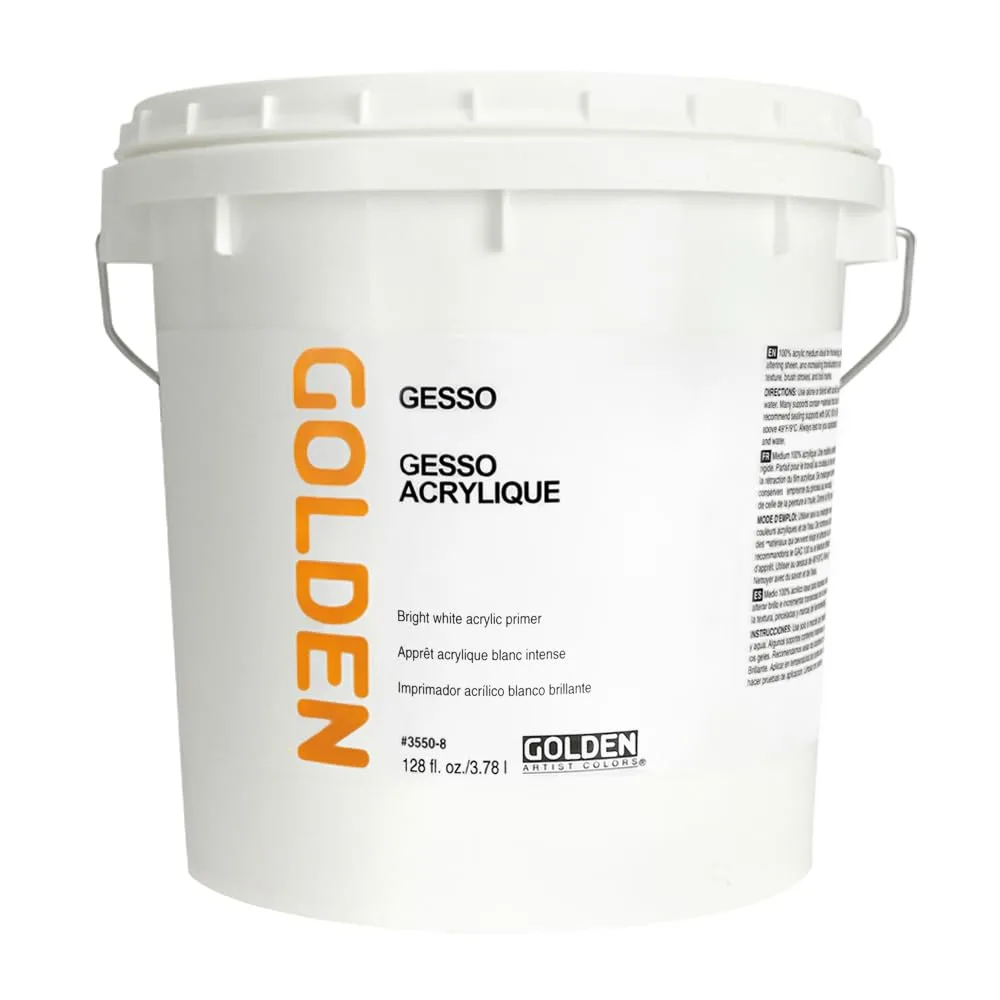 GOLDEN Gesso, 128 fl. oz. Jug, Professional Acrylic Gesso, Opaque