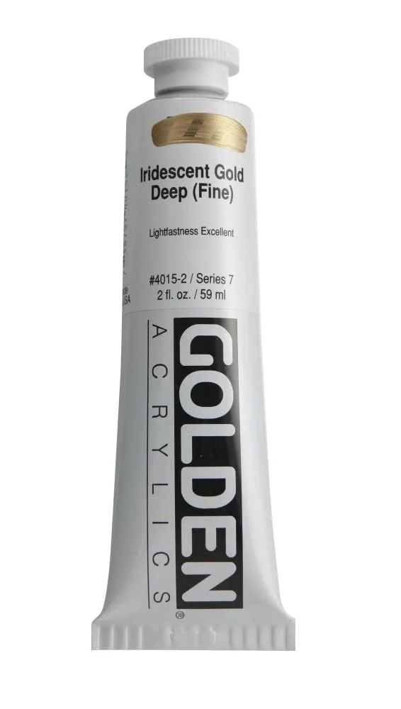 GOLDEN Heavy Body Acrylics, Iridescent Gold Deep (Fine), 2 fl. oz. Tube, Professional Acrylic Paint, Semi-Opaque