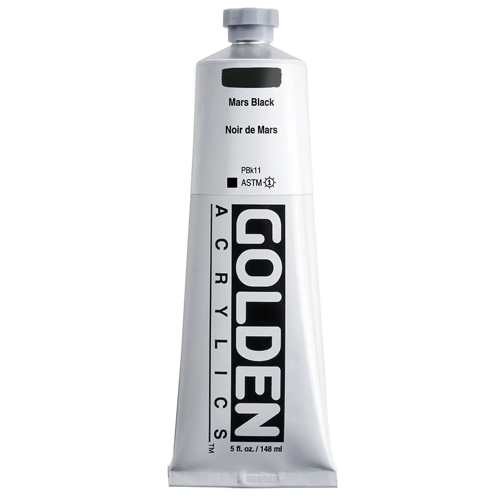 GOLDEN Heavy Body Acrylics, Mars Black, 5 fl. oz. Tube, Professional Acrylic Paint, Opaque