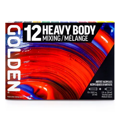View image 4 of 4 for GOLDEN Heavy Body Acrylics, Mixing Set, 12 Color, Professional Acrylic Paint