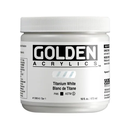 GOLDEN Heavy Body Acrylics, Titanium White, 16 fl. oz. Jar, Professional Acrylic Paint, Opaque