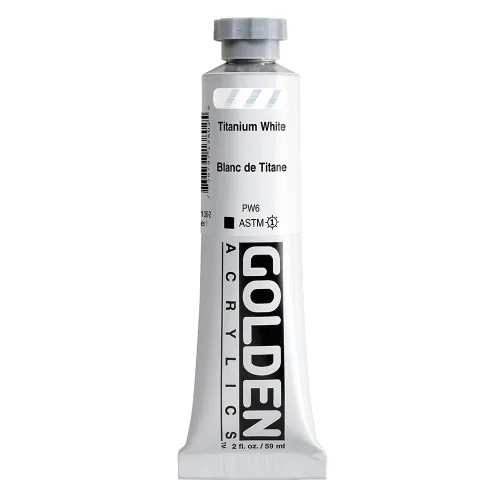 GOLDEN Heavy Body Acrylics, Titanium White, 2 fl. oz. Tube, Professional Acrylic Paint, Opaque