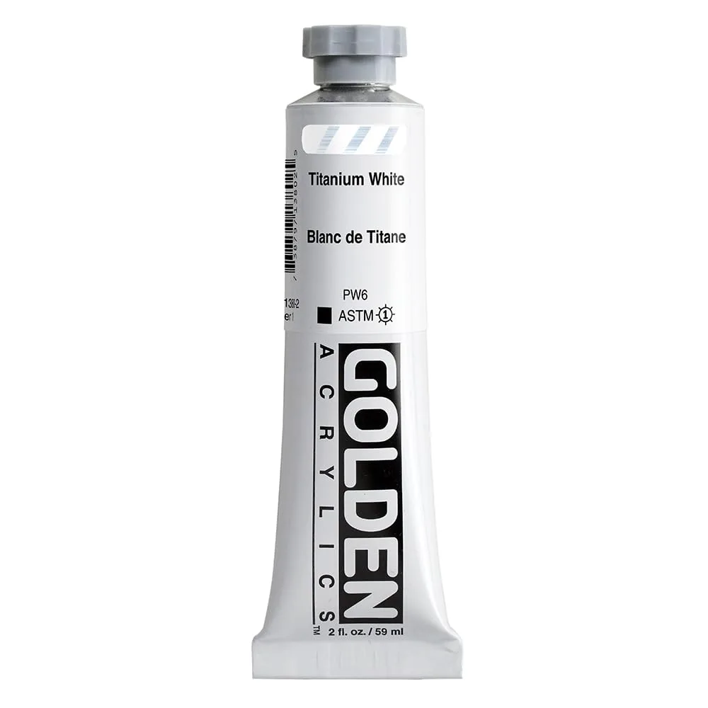 GOLDEN Heavy Body Acrylics, Titanium White, 2 fl. oz. Tube, Professional Acrylic Paint, Opaque