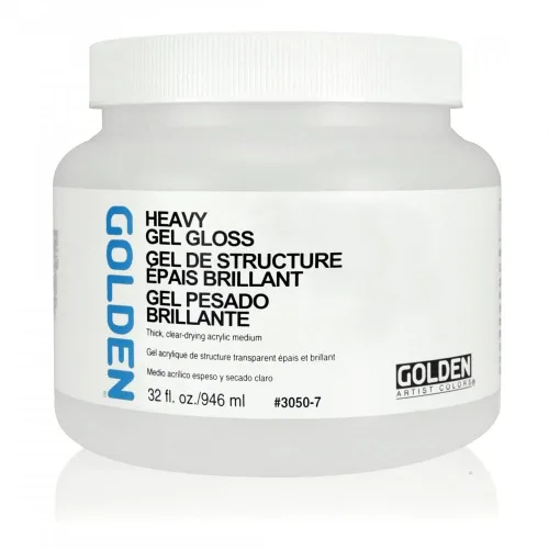 GOLDEN Heavy Gel Gloss, 32 fl. oz. Jar, Professional Acrylic Gel Medium, Transparent