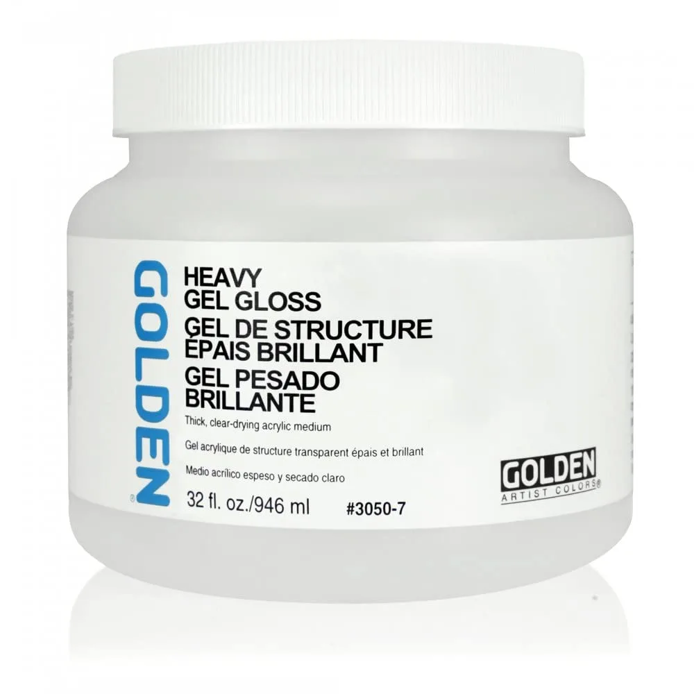 GOLDEN Heavy Gel Gloss, 32 fl. oz. Jar, Professional Acrylic Gel Medium, Transparent