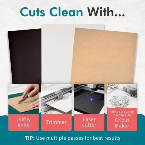 View image 6 of 8 for Grafix Medium Weight Chipboard – 8.5"x11", Natural Acid-Free 0.057” Sheets, Create Three-Dimensional Embellishments for Cards, Papercrafts, Mixed Media, Home Décor, and More, Pack of 25