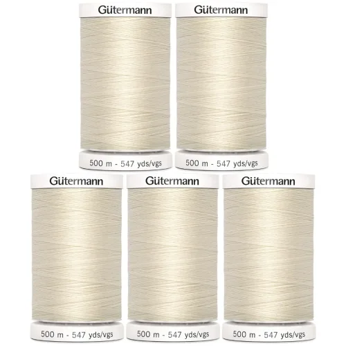 Gutermann Sew-All Thread 547yd - 5 Pack (Egg Shell) by Gütermann