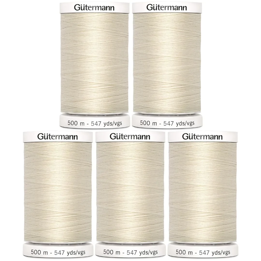 Gutermann Sew-All Thread 547yd - 5 Pack (Egg Shell) by Gütermann