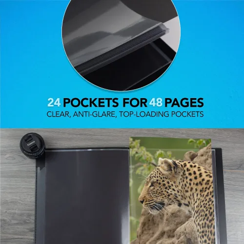 View image 4 of 7 for ITOYA Original Art ProFolio 18x24 Black Photo Album Book with 48 Pages - Protective Binder with Plastic Sleeves