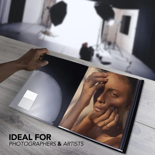 View image 5 of 7 for ITOYA Original Art ProFolio 18x24 Black Photo Album Book with 48 Pages - Protective Binder with Plastic Sleeves