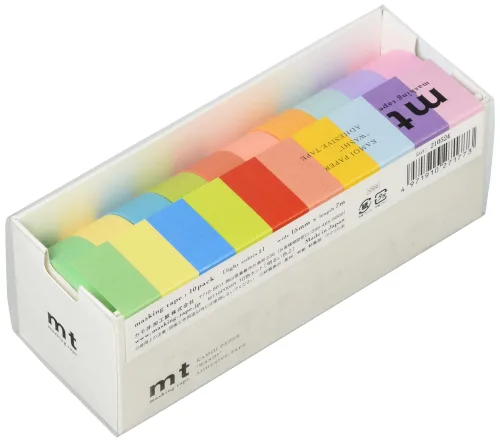 View image 2 of 2 for Kamoi Processing Paper Masking Tape mt MT10P003R Set of 10 Colors, 0.6 inches (15 mm) x 23.4 ft (7 m), Bright Color 2