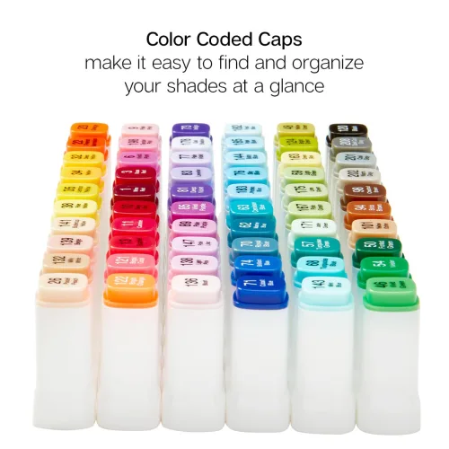View image 2 of 9 for KINGART PRO Double-Ended Alcohol Ink Art Markers, 60 COLORS, Fine Point & Chisel Tips, Permanent with Superior Blendability, Includes Plastic Case, 60 Pc.